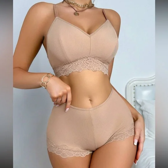 Floral lace btakette and panty lingerie Set sexy pajamas - Picture 5 of 6